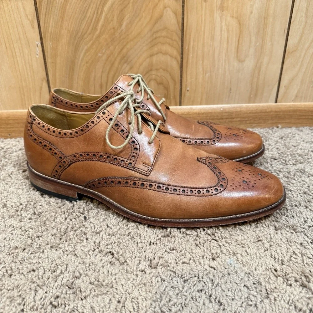 COLE HAAN Size 12 Caramel Brown Wingtip Oxfords Shoes Air